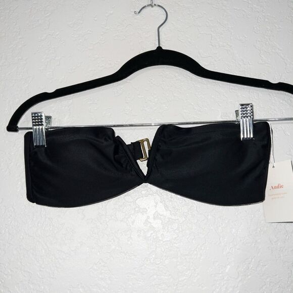 NWT Andie‎ Black The Scala Swimsuit Top Size Small - Picture 2 of 6